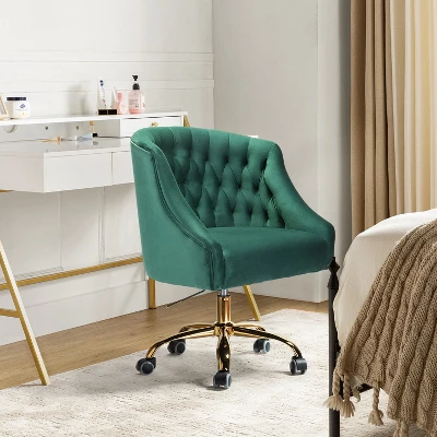 Anika Home Office Task Chair Velvet Tufted Swivel Adjustable Swivel 360 Degree Wheels | Karat Home 15 Anika Home Office Task Chair Velvet Tufted Swivel Adjustable Swivel 360 Degree Wheels | Karat Home - Image 15
