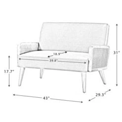 Criss Velvet Loveseat Rattan Armrest 2-Seater Tufted Back Sofa Contemporary Loveseat For Living Room | Karat Home -Living Space Shop GUEST 1bed6b2c f8e9 4342 ab0a bc7cb9dc7783
