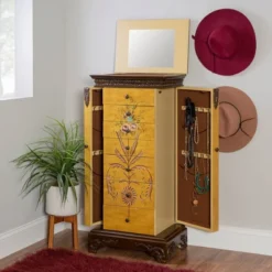 Beatrice Antique Parchment Hand Painted Jewelry Armoire - Powell Company -Living Space Shop GUEST 1c0f35c0 dd81 4c43 99d7 e7ef1c3bd09e