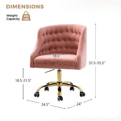 Anika Home Office Task Chair Velvet Tufted Swivel Adjustable Swivel 360 Degree Wheels | Karat Home 5 Anika Home Office Task Chair Velvet Tufted Swivel Adjustable Swivel 360 Degree Wheels | Karat Home - Image 5