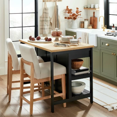 Wood Kitchen Island Table With Storage Black/Natural - Hearth & Hand™ With Magnolia 1 Wood Kitchen Island Table With Storage Black/Natural - Hearth & Hand™ With Magnolia