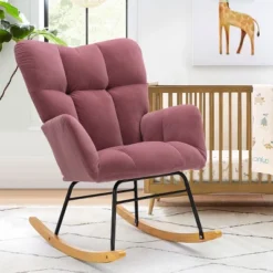 Epping Nursery Rocking Chair,Velvet Upholstered Glider Rocker Rocking Accent Chair,Wingback Rocking Chairs-Maison Boucle -Living Space Shop GUEST 1e379390 6a3c 4418 814c 93748bff7911