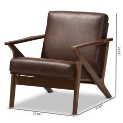 Bianca Mid Century Modern Walnut Wood Distressed Faux Leather Lounge Chair Dark Brown - Baxton Studio 15 Bianca Mid Century Modern Walnut Wood Distressed Faux Leather Lounge Chair Dark Brown - Baxton Studio -Living Space Shop GUEST 1e41b913 7a1d 46b2 9172 8a8b7cd36fa7