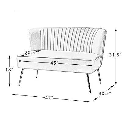 Velvet Nicolas Loveseat Sofa | Karat Home 9 Velvet Nicolas Loveseat Sofa | Karat Home - Image 9