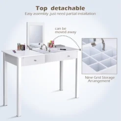 Costway Vanity Table Dressing Table Flip Top Desk Furniture White 14 Costway Vanity Table Dressing Table Flip Top Desk Furniture White -Living Space Shop GUEST 1eb80004 5c01 4ea4 95e6 329c654ddf5e