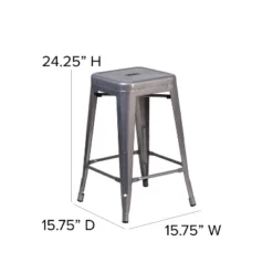 Emma And Oliver 4 Pack 24"H Backless Clear Coated Metal Indoor Counter Height Stool W/ Square Seat -Living Space Shop GUEST 1ec87b2e 5373 49c7 929b 3109da039400