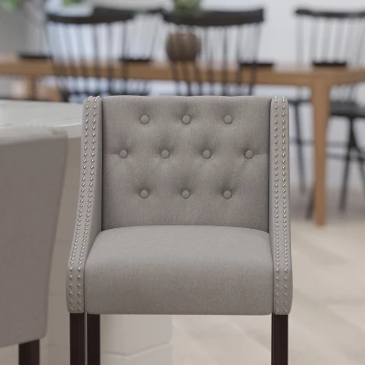 Merrick Lane Upholstered Counter Stool 24" High Transitional Tufted Counter Stool With Accent Nail Trim 6 Merrick Lane Upholstered Counter Stool 24" High Transitional Tufted Counter Stool With Accent Nail Trim - Image 6