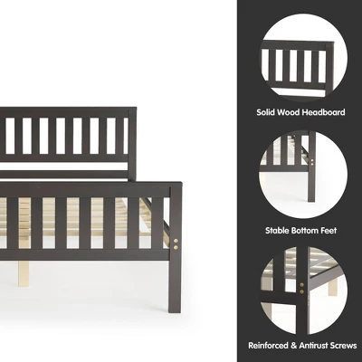 Costway Full Wood Platform Bed With Headboard And Footboard Mattress Foundation 5 Costway Full Wood Platform Bed With Headboard And Footboard Mattress Foundation - Image 5
