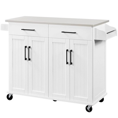 Yaheetech Large Kitchen Cart Kitchen Island On Wheels With Stainless Steel Countertop 9 Yaheetech Large Kitchen Cart Kitchen Island On Wheels With Stainless Steel Countertop - Image 9