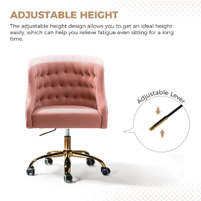 Anika Home Office Task Chair Velvet Tufted Swivel Adjustable Swivel 360 Degree Wheels | Karat Home 2 Anika Home Office Task Chair Velvet Tufted Swivel Adjustable Swivel 360 Degree Wheels | Karat Home - Image 2