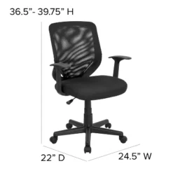 Emma And Oliver Mid-Back Black Mesh Tapered Back Swivel Task Office Chair With T-Arms 11 Emma And Oliver Mid-Back Black Mesh Tapered Back Swivel Task Office Chair With T-Arms -Living Space Shop GUEST 223146ec f628 4cde 9f8d c2334905ae79