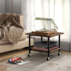 Costway 2-Tier Rolling Under Desk Printer Cart Machine Stand Storage Rack Brown -Living Space Shop GUEST 22378de4 a004 4686 b3e6 92edfd8cbc9c