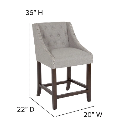 Merrick Lane Upholstered Counter Stool 24" High Transitional Tufted Counter Stool With Accent Nail Trim 9 Merrick Lane Upholstered Counter Stool 24" High Transitional Tufted Counter Stool With Accent Nail Trim - Image 9