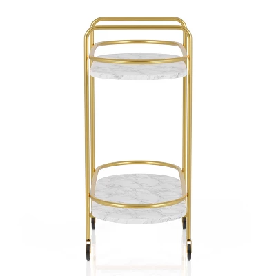 Madronas Serving Carts With Faux Marble Gold Coating/White - MiBasics 3 Madronas Serving Carts With Faux Marble Gold Coating/White - MiBasics - Image 3