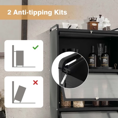 Costway 5-Tier Kitchen Baker's Rack Storage Cabinet Mobile Microwave Stand Flip-up Doors 8 Costway 5-Tier Kitchen Baker's Rack Storage Cabinet Mobile Microwave Stand Flip-up Doors - Image 8