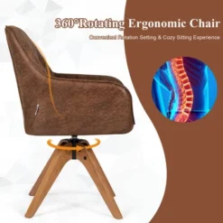 Costway Mid Century Swivel Accent Chair Hot-Stamping Cloth Armchair Retro Brown -Living Space Shop GUEST 24215467 1104 40ed 8115 21fcc454f360