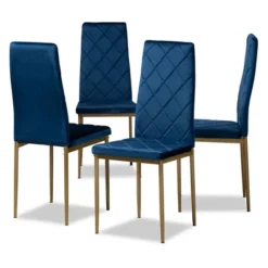 4pc Blaise Velvet Fabric Upholstered And Metal Dining Chair Set - Baxton Studio -Living Space Shop GUEST 24667ccc 70ef 4eda 9f2f 5aa0c7f51105