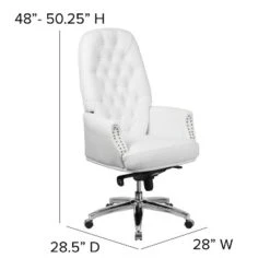 Flash Furniture High Back Traditional Tufted White LeatherSoft Multifunction Executive Swivel Ergonomic Office Chair With Arms -Living Space Shop GUEST 253316d1 239a 4463 b564 5a9f2fe8e73d