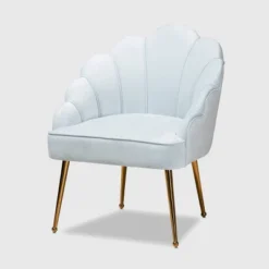 Cinzia Velvet Upholstered Seashell Shaped Accent Chair - Baxton Studio -Living Space Shop GUEST 261837d8 049d 4ed9 8f85 89d1743ae976