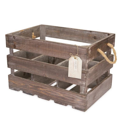 Twine 4281 Farm House Decor, Wood Wine Holder Rustic Farmhouse Wooden 6 Bottle Crate, Dark Wood, Brown Finish 5 Twine 4281 Farm House Decor, Wood Wine Holder Rustic Farmhouse Wooden 6 Bottle Crate, Dark Wood, Brown Finish - Image 5