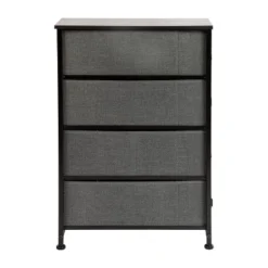 Emma And Oliver 4 Drawer Vertical Slim Storage Dresser-Wood Top & Fabric Pull Drawers -Living Space Shop GUEST 266fad51 c014 4f68 bee6 aa09e96a367e