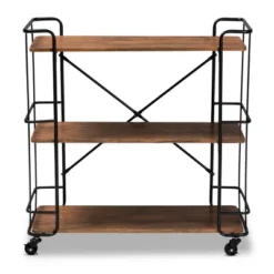 Neal Metal And Wood Kitchen Serving Cart Walnut/Black - Baxton Studio