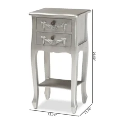 Eliya Brushed Wood 2 Drawer Nightstand Silver - Baxton Studio -Living Space Shop GUEST 26dace6e 6557 489c a603 9ccf5ea6883f