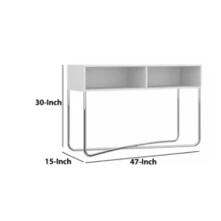 Wooden Console Table With 2 Open Compartments And Metal Frame White/Chrome - The Urban Port -Living Space Shop GUEST 27622e8f 323c 4d26 a002 c7b8802caeaa