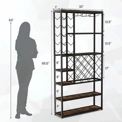 Costway Industrial Wine Rack Multi-purpose Freestanding Bakers Rack With Glass Holder 3 Costway Industrial Wine Rack Multi-purpose Freestanding Bakers Rack With Glass Holder - Image 3