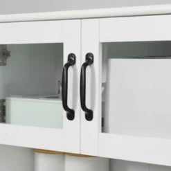 HOMCOM Freestanding Kitchen Pantry, 4-Door Buffet Cabinet With Hutch, Coffee Bar With Adjustable Shelves, 63.5 Inches, White -Living Space Shop GUEST 280f6d6f 7549 46dc 9872 58e221f9506c