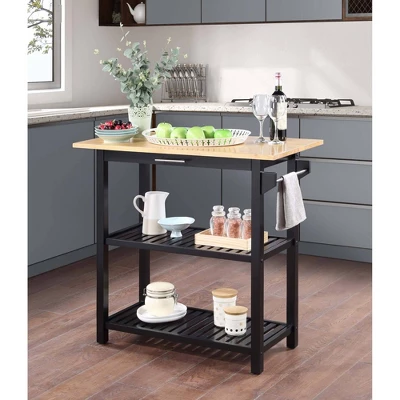 Designs2Go 3 Tier Butcher Block Kitchen Prep Island With Drawer - Breighton Home 1 Designs2Go 3 Tier Butcher Block Kitchen Prep Island With Drawer - Breighton Home