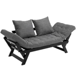 HOMCOM Single Person 3 Position Convertible Chaise Lounger Sofa Bed With 2 Large Pillows And Oak Frame -Living Space Shop GUEST 28ad0994 ced0 4988 a3bb e264d0b6b204