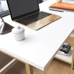 North Avenue Modern Desk With Open Shelves White - Sauder 5 North Avenue Modern Desk With Open Shelves White - Sauder -Living Space Shop GUEST 28c487c5 668e 4a6b 8250 d0b5db2da393