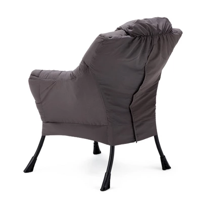 JOMEED Modern Fabric Lazy Lounge Foldable Lightweight Single Steel Frame Accent Chair With Armrests And Side Pocket For Home Or Office, Grey 3 JOMEED Modern Fabric Lazy Lounge Foldable Lightweight Single Steel Frame Accent Chair With Armrests And Side Pocket For Home Or Office, Grey - Image 3