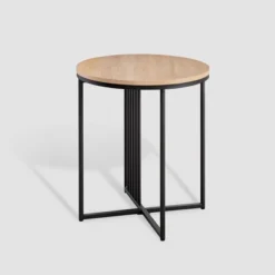 Modern Metal Bar Round Side Table Coastal Oak/Black ­ Saracina Home -Living Space Shop GUEST 2b366258 6f55 410c 84dd eb9a11f4bf2e