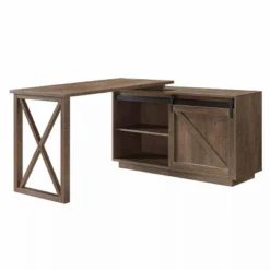 Sevyn Transitional L Shape Desk Walnut Oak - HOMES: Inside + Out -Living Space Shop GUEST 2ba5eabd c2e4 4730 b697 8cf7d226bf0d