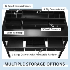 Costway Vanity Table Stool Set Large Tri-folding Lighted Mirror 6 Drawer Dresser WhiteBlack 14 Costway Vanity Table Stool Set Large Tri-folding Lighted Mirror 6 Drawer Dresser WhiteBlack -Living Space Shop GUEST 2bda095b 4709 48d5 aeb2 cd1a65f736cc