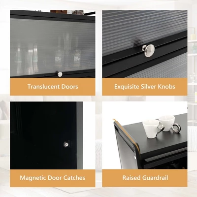 Costway 5-Tier Kitchen Baker's Rack Storage Cabinet Mobile Microwave Stand Flip-up Doors 9 Costway 5-Tier Kitchen Baker's Rack Storage Cabinet Mobile Microwave Stand Flip-up Doors - Image 9