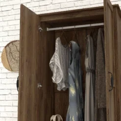 Nurembo 1 Drawer Wardrobe Closet Distressed Walnut - HOMES: Inside + Out -Living Space Shop GUEST 2cbc0001 2953 463c b183 96b9dfa1fc58