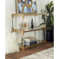 Metal And Acrylic Console Table Gold - Olivia & May