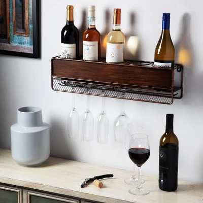 True Wall Mounted Wine Shelf & Stemware Rack, Wood -Living Space Shop GUEST 2d4f2f13 b07b 4282 b1b7 73658567c158