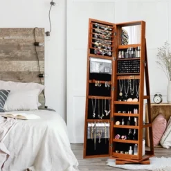 Costway 360degree Rotatable Jewelry Cabinet 2-in-1 Lockable Mirrored Organizer -Living Space Shop GUEST 2da5d1b7 864c 4421 9cef 544d543c411f