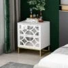 Averina 2 Drawers 45° Splicing White Mirror Front Nightstand With Storage - The Pop Maison
