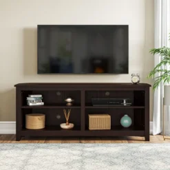 Entertainment Center - TV Stand Supports Up To 65-inch TVs - Traditional Design With 4 Cubbies And 2 Shelves By Lavish Home (Espresso) -Living Space Shop GUEST 2ff19fd7 f7d6 4a23 954e 9da947e7251d