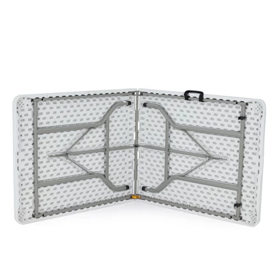 JOMEED UP041 6 Foot Long Portable Plastic Folding Multipurpose Utility Picnic Table With Powder Coated Steel Legs And Built In Carry Handle, White 3 JOMEED UP041 6 Foot Long Portable Plastic Folding Multipurpose Utility Picnic Table With Powder Coated Steel Legs And Built In Carry Handle, White - Image 3