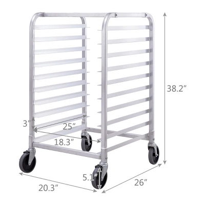 Costway 10 Sheet Aluminum Bakery Rack Silver Commercial Cookie Bun Pan Kitchen W/Wheel 1 Costway 10 Sheet Aluminum Bakery Rack Silver Commercial Cookie Bun Pan Kitchen W/Wheel