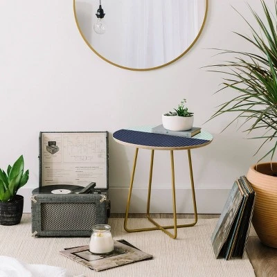 Round Colour Poems Color Block Lines Side Table Green/Gold - Deny Designs 3 Round Colour Poems Color Block Lines Side Table Green/Gold - Deny Designs - Image 3