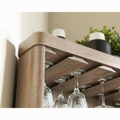 Home Source Grey Wash Corner Bar Cabinet With Mirrored Panels 6 Home Source Grey Wash Corner Bar Cabinet With Mirrored Panels - Image 6