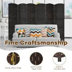 Costway 6-Panel Room Divider 6Ft Weave Fiber Folding Privacy Screen BrownBlack -Living Space Shop GUEST 3397eb21 da31 417c b647 290061dd788c