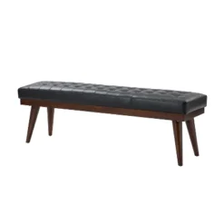 Olga 55.5" Wide Mid-century Modern Genuine Leather Bedroom Bench |ARTFUL LIVING DESIGN 21 Olga 55.5" Wide Mid-century Modern Genuine Leather Bedroom Bench |ARTFUL LIVING DESIGN -Living Space Shop GUEST 33c18438 50c7 4607 9506 9a5cd10fdcbc